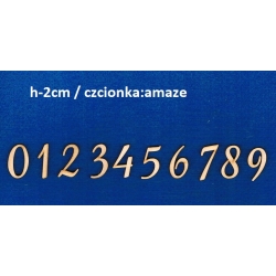 Cyfra, cyferka WYSOKOŚĆ 2 cm / czcionka amaze  CENA ZA 1 szt